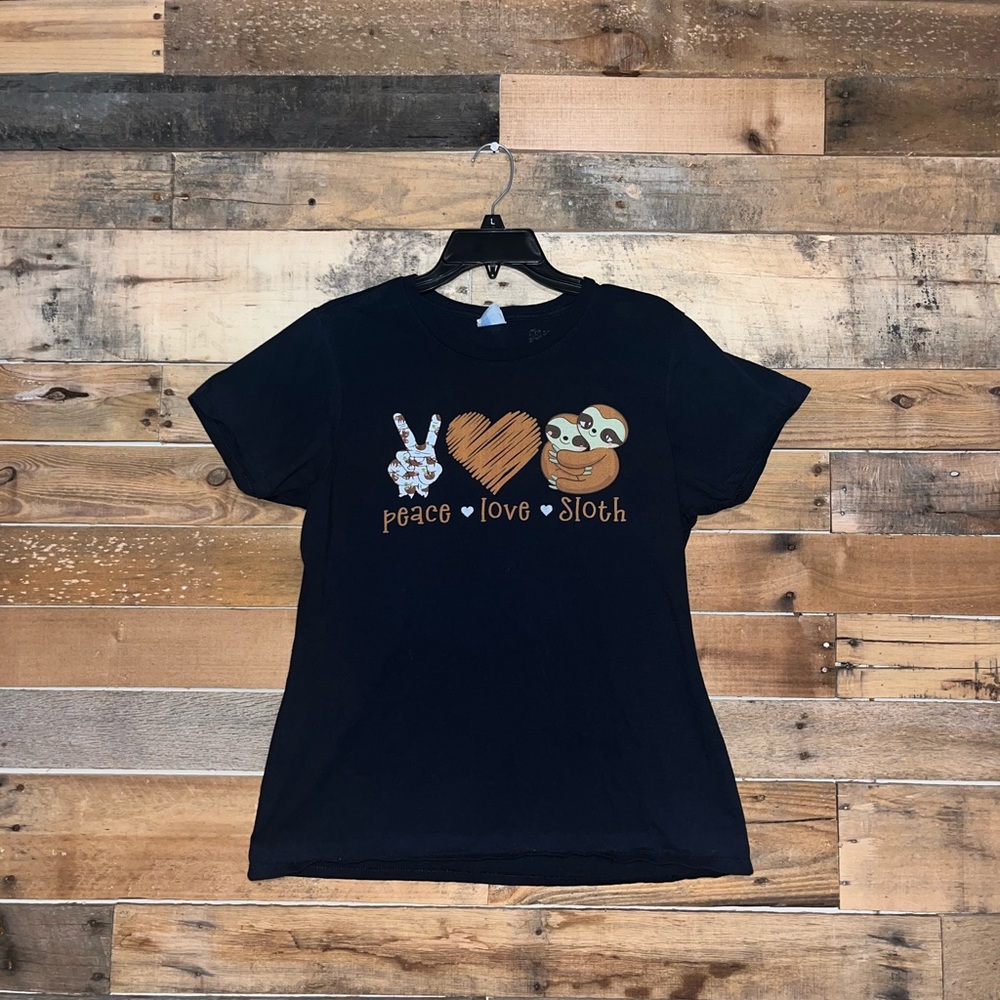 Port and Company Black Peace Love Sloth Tee